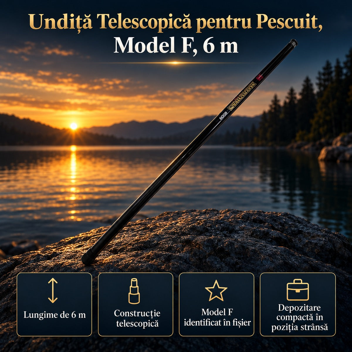 Undiță Telescopică pentru Pescuit, Model F, 6 m – imagine principală promoțională