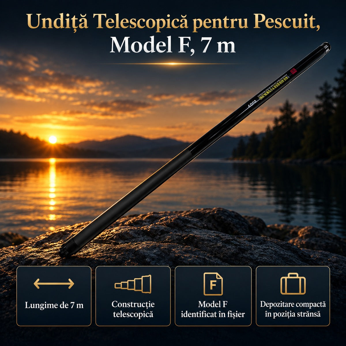Undiță Telescopică pentru Pescuit, Model F, 7 m – imagine principală promoțională