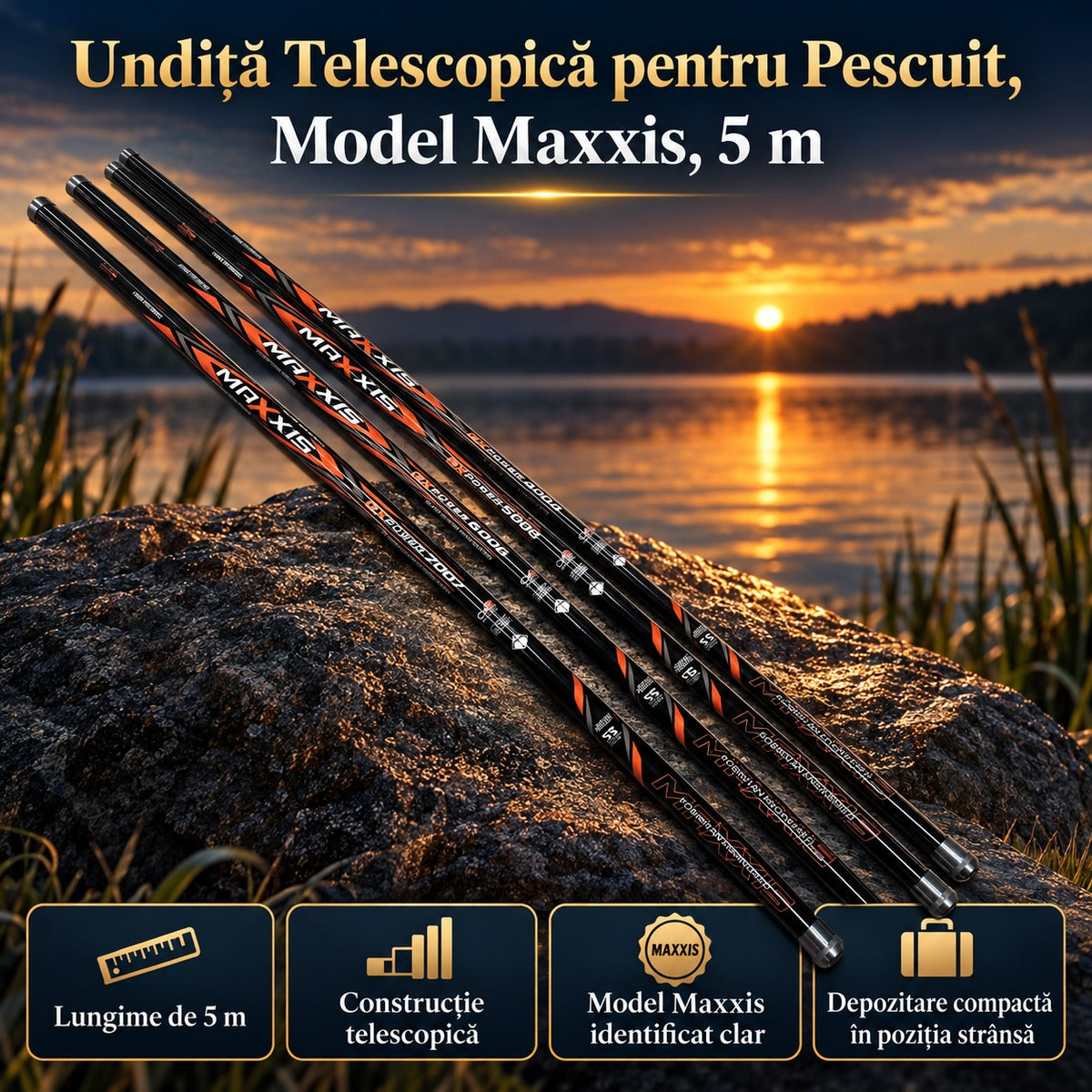 Undiță Telescopică pentru Pescuit, Model Maxxis, 5 m – imagine principală promoțională