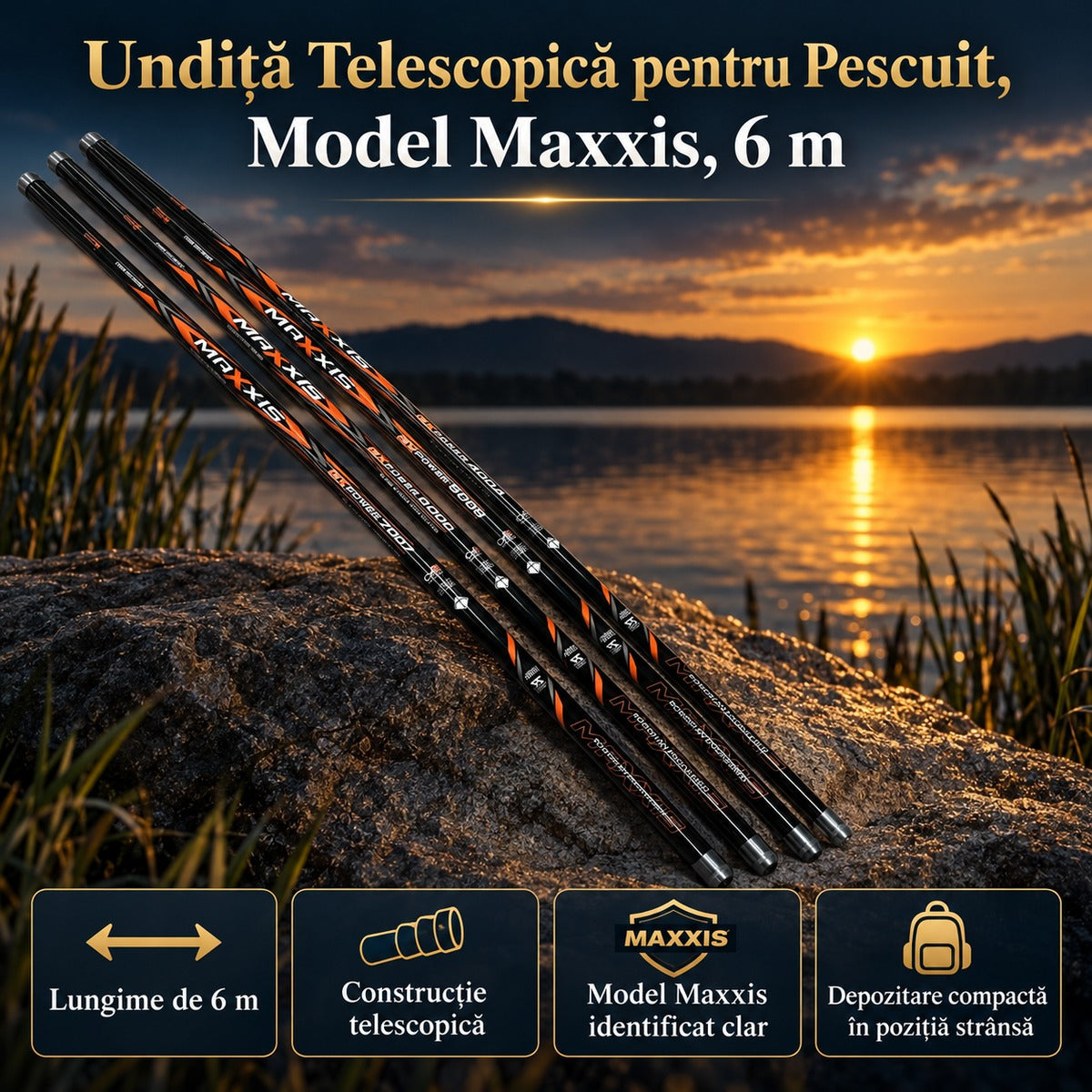 Undiță Telescopică pentru Pescuit, Model Maxxis, 6 m – imagine principală promoțională