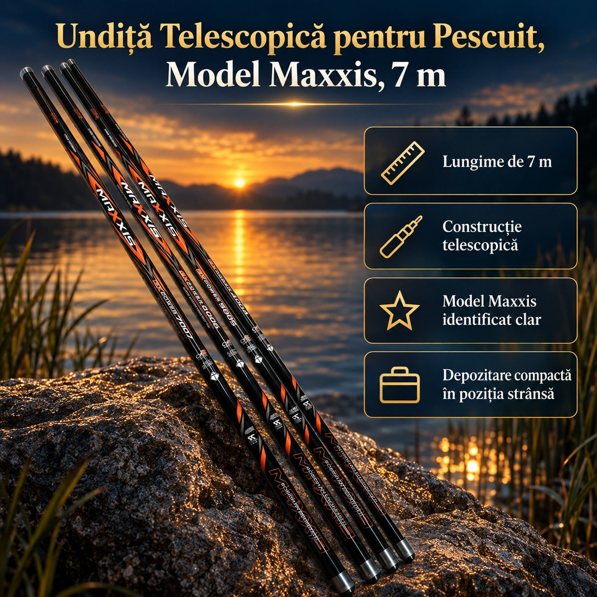 Undiță Telescopică pentru Pescuit, Model Maxxis, 7 m – imagine principală promoțională
