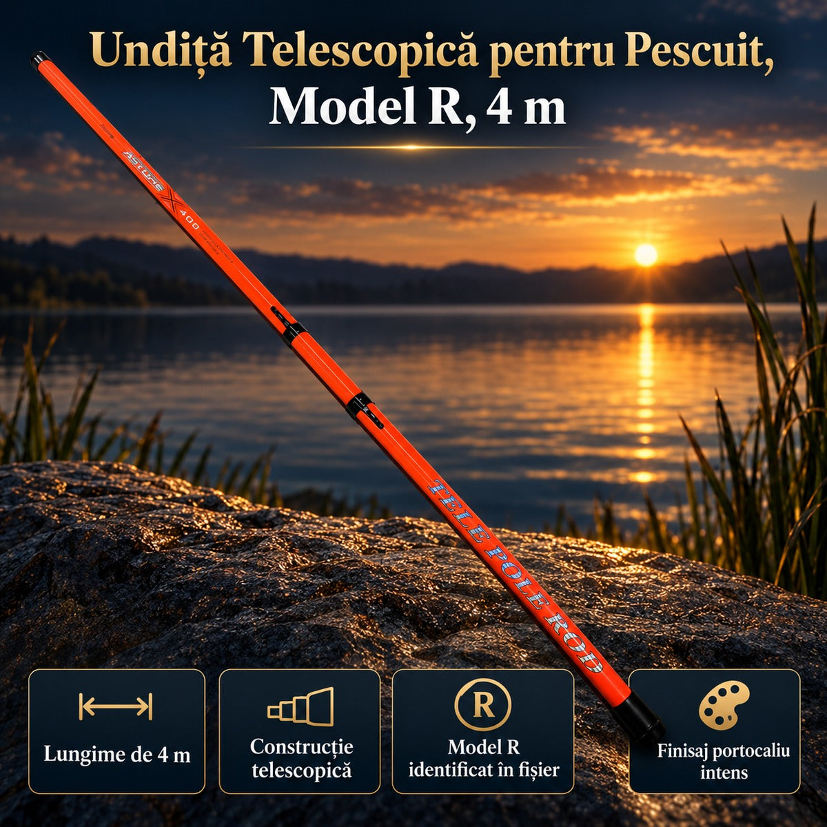 Undiță Telescopică pentru Pescuit, Model R, 4 m – imagine principală promoțională