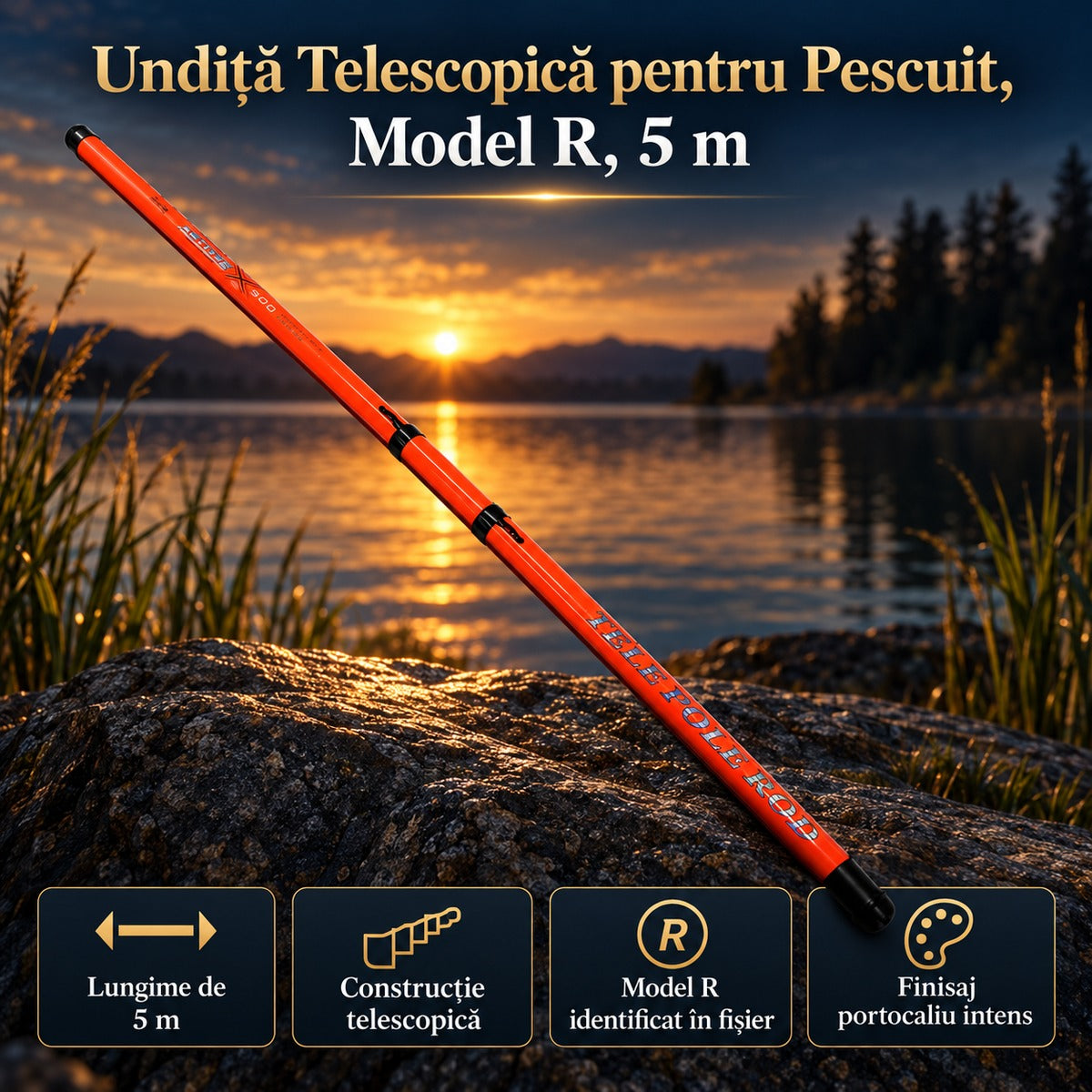 Undiță Telescopică pentru Pescuit, Model R, 5 m – imagine principală promoțională