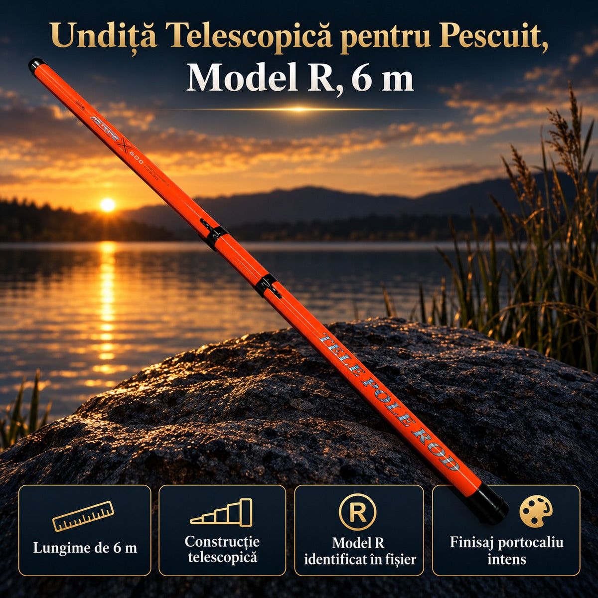 Undiță Telescopică pentru Pescuit, Model R, 6 m – imagine principală promoțională