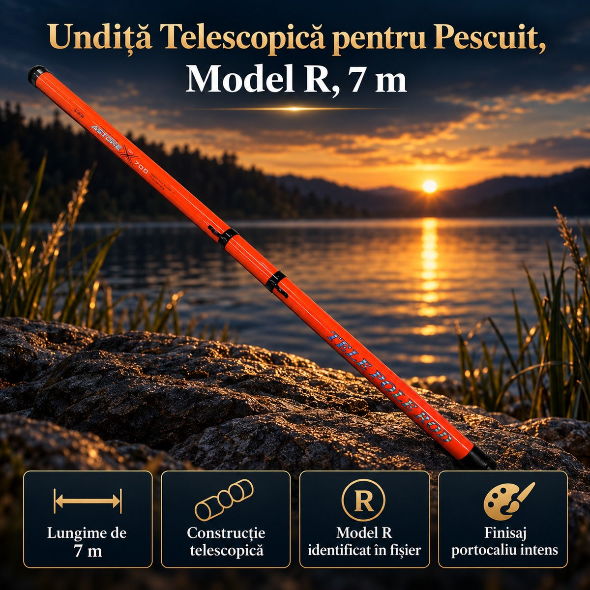 Undiță Telescopică pentru Pescuit, Model R, 7 m – imagine principală promoțională