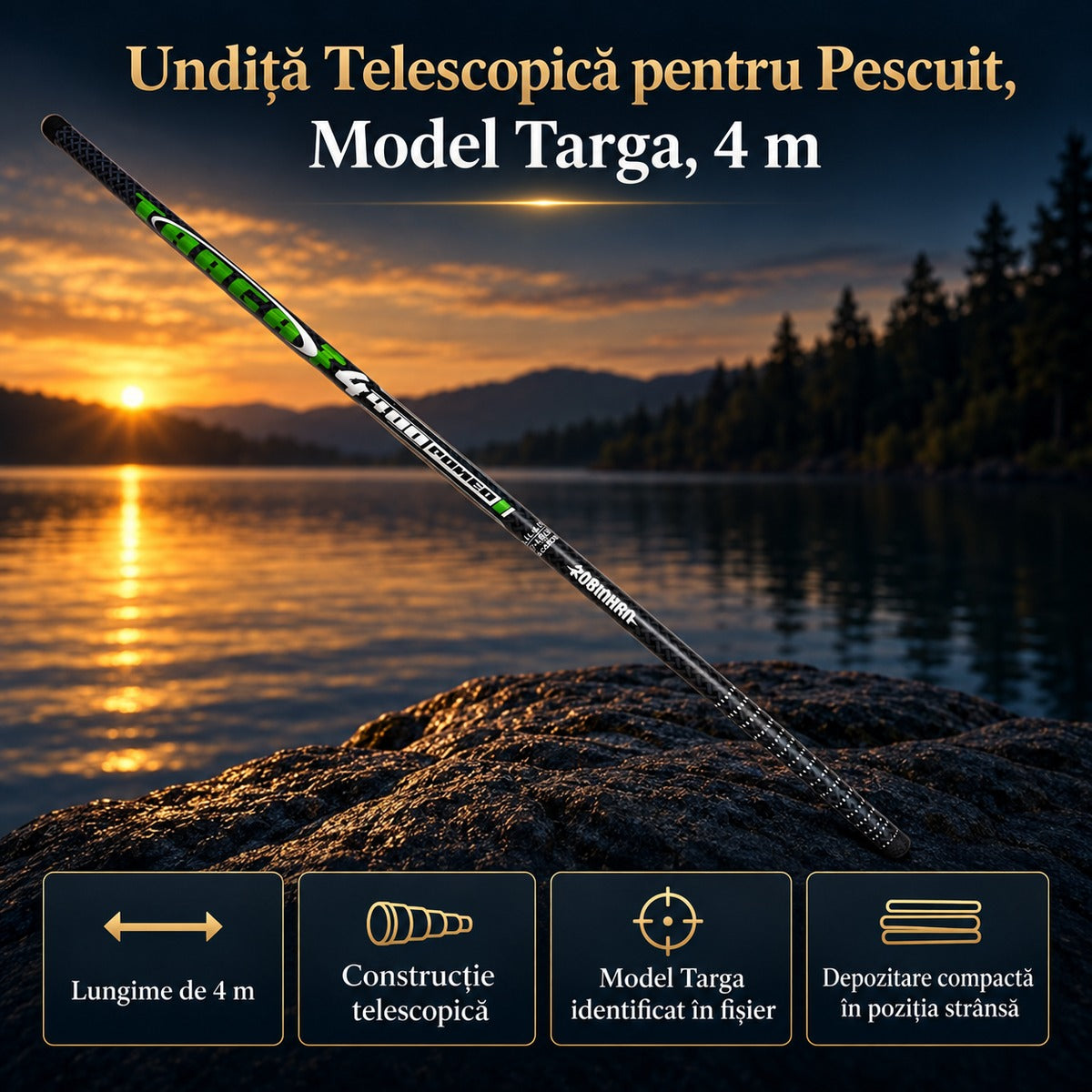 Undiță Telescopică pentru Pescuit, Model Targa, 4 m – imagine principală promoțională