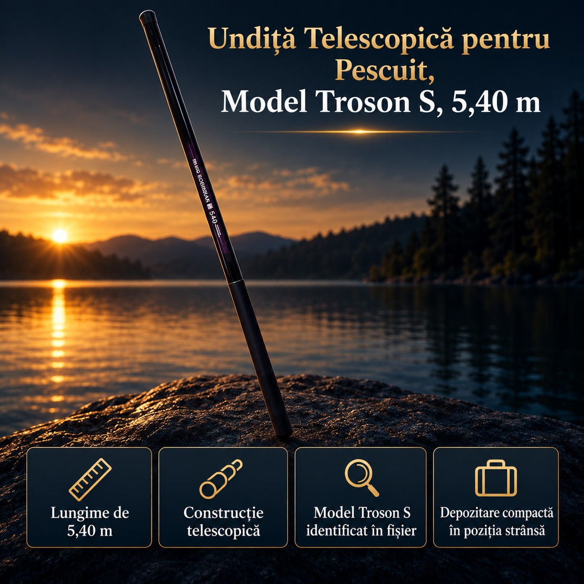 Undiță Telescopică pentru Pescuit, Model Troson S, 5,40 m – imagine principală promoțională
