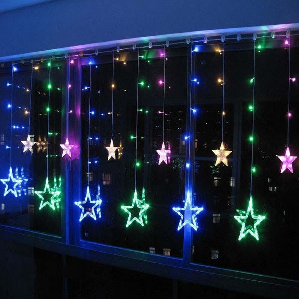Perdea luminoasă LED, stele, 110 LED-uri, 3 × 1 m, multicoloră – imagine 3