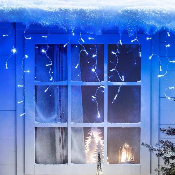 Instalație LED tip țurțuri, 200 LED-uri, 8 m, albastră – imagine 2