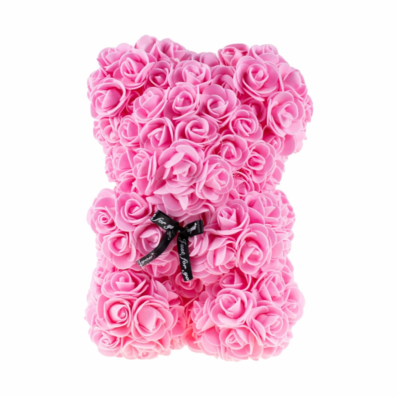 Ursulet din trandafiri de spuma, 25 cm, culoare roz