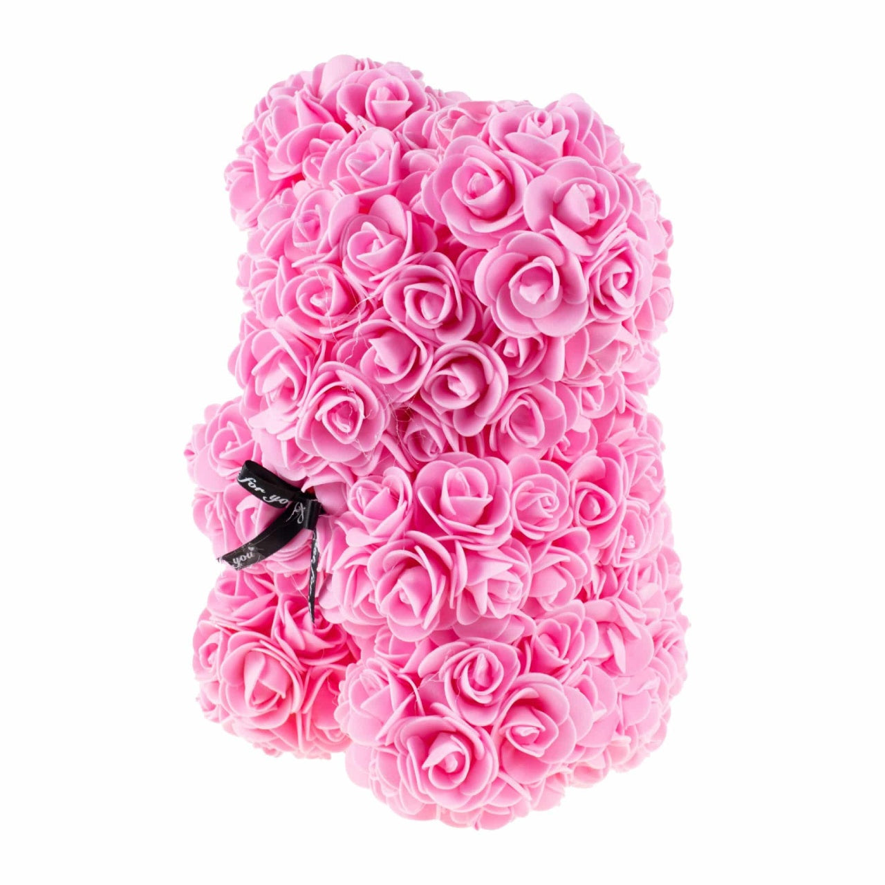 Ursulet din trandafiri de spuma, 25 cm, culoare roz