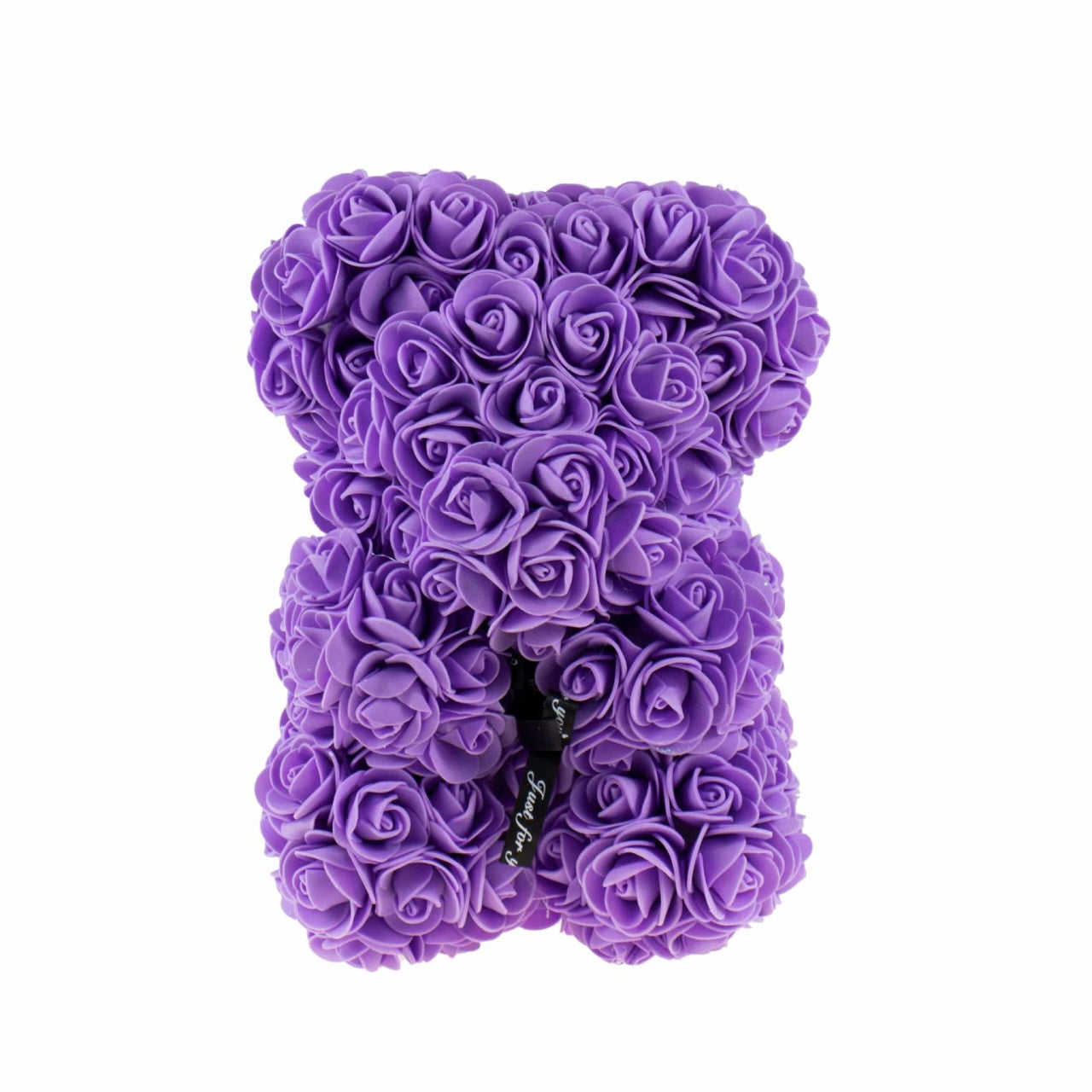 Ursulet din trandafiri de spuma, 25 cm, mov - cadou elegant si durabil