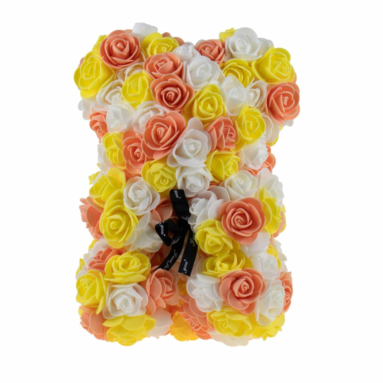 Ursulet din trandafiri de spuma, 25 cm, multicolor