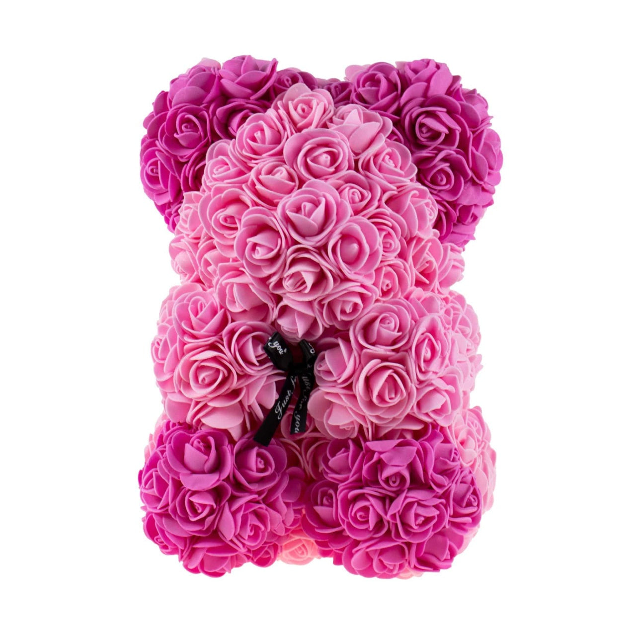 Ursulet din trandafiri de spuma, 25 cm, roz-fucsia