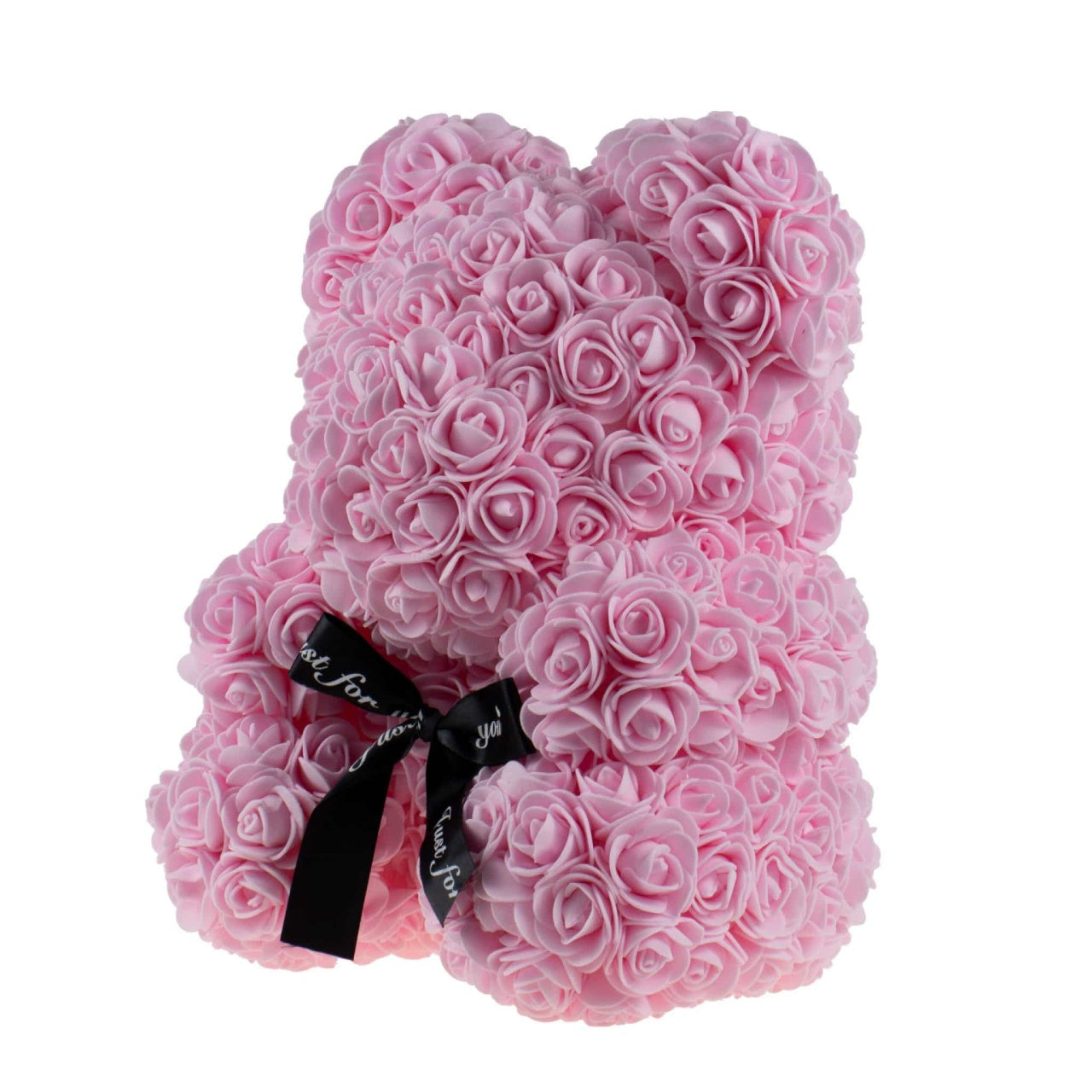 Ursulet din trandafiri de spuma 30 cm roz cu cutie, cadou elegant