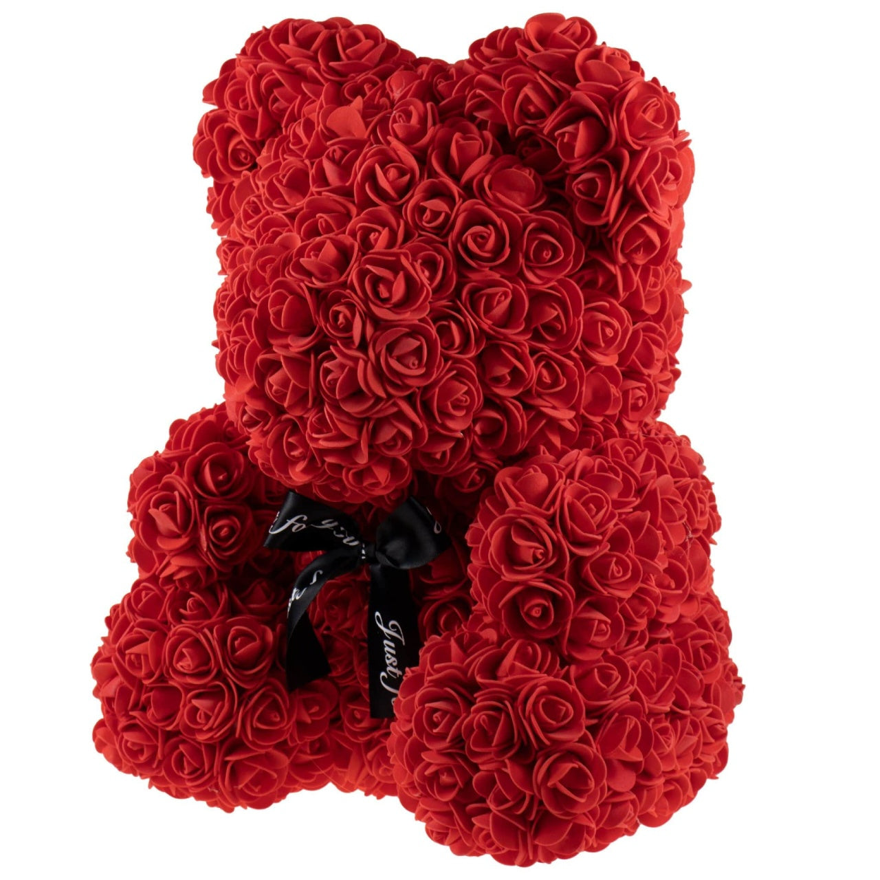 Ursulet din trandafiri de spuma, 35 cm, rosu, cu cutie