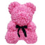 Ursulet floral roz, decorat manual cu trandafiri de spuma, Teddy Bear 25 cm