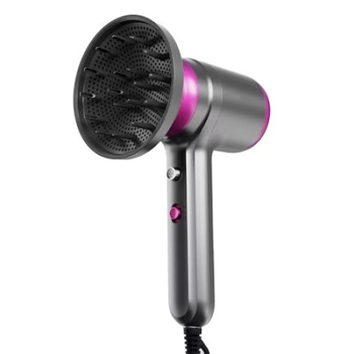 Uscator de par, cu 2 trepte de viteza, 2 capete, putere 1250 W, cu functia aer rece/cald, gri/fucsia