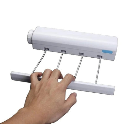 Uscator de rufe retractabil, cu 4 sarme si carlige, lungime maxima 3, 2 metri, alb