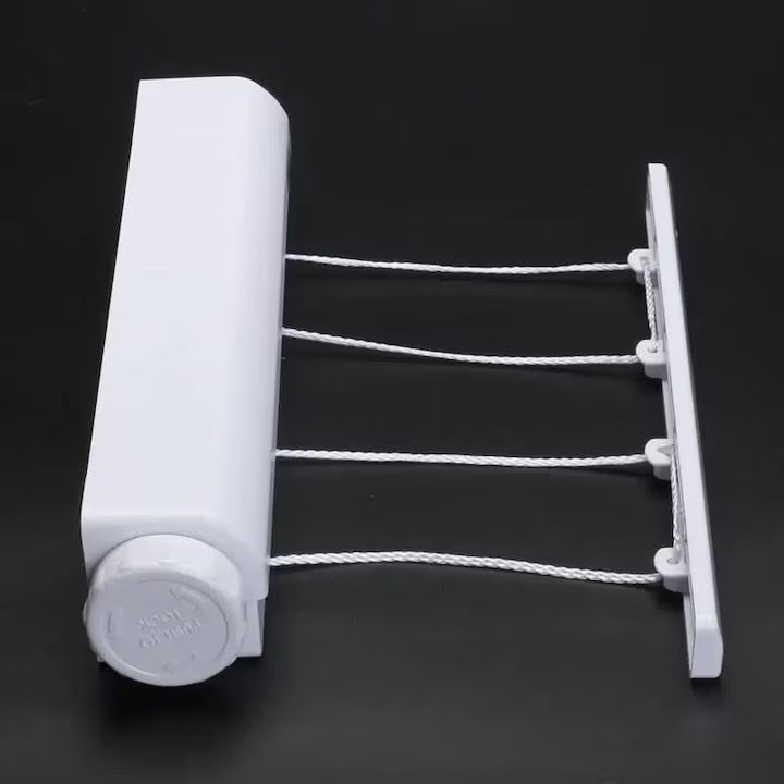 Uscator de rufe retractabil, cu 4 sarme si carlige, lungime maxima 3, 2 metri, alb
