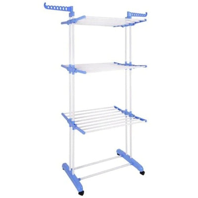 Uscator de rufe, vertical, capacitate de uscare 40 kg de haine, pliabil si mobil, compact, cu 3 niveluri de uscare, argintiu/albastru