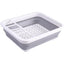 Uscator pliabil pentru vase si tacamuri, din silicon, cu 4 compartimente pentru tacamuri, dimensiuni 38 X 29.3 X 4.7 cm, gri/alb