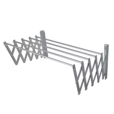 Uscator rufe metalic, extensibil, cu 5 bare, 70cm, prindere pe perete, suprafata de uscare 5m, argintiu
