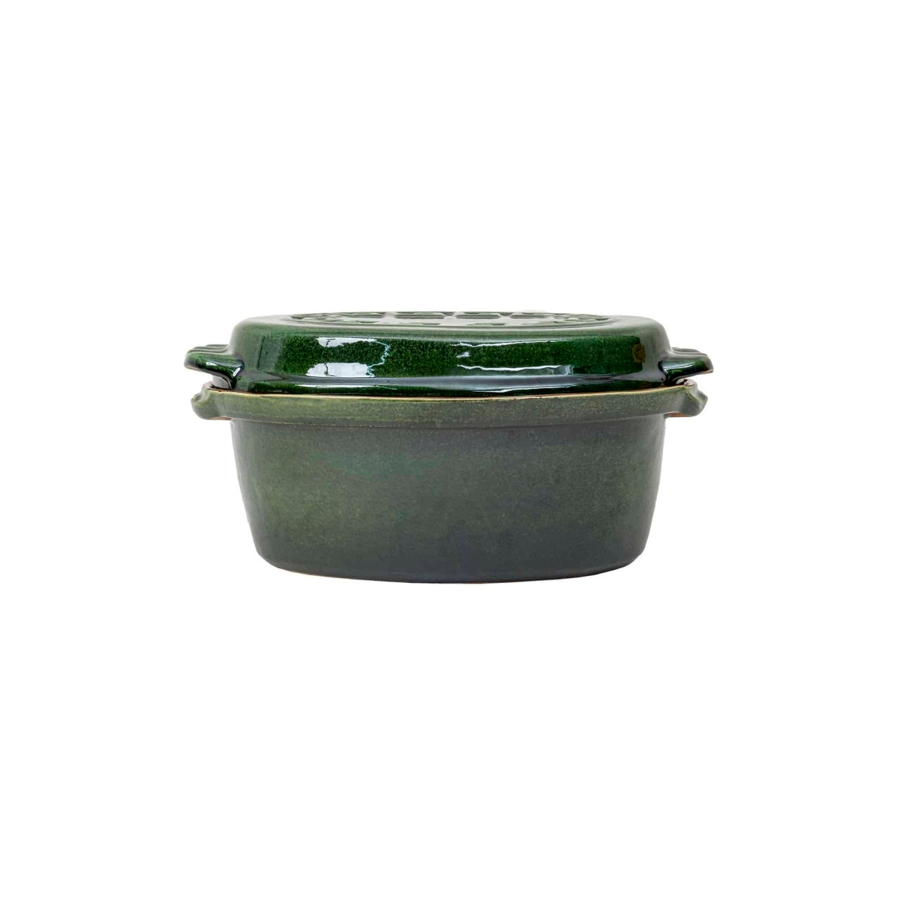 Vas roman glazurat 4L, verde, 35x25x16 cm pentru gatit traditional