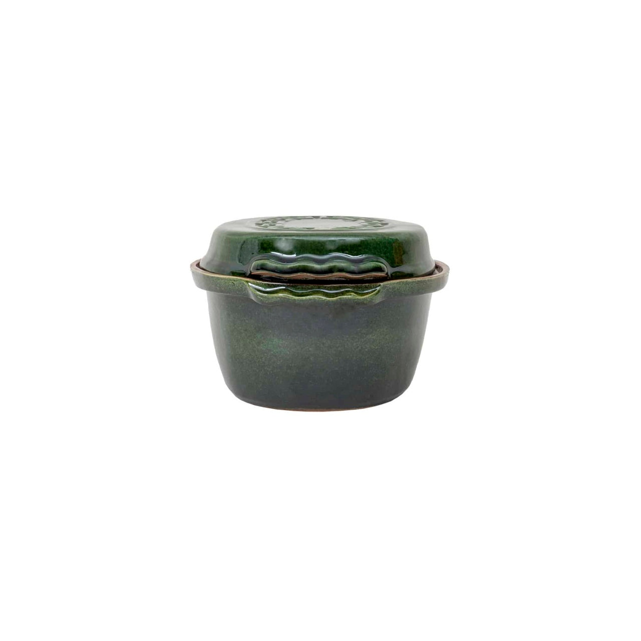 Vas roman glazurat 4L, verde, 35x25x16 cm pentru gatit traditional