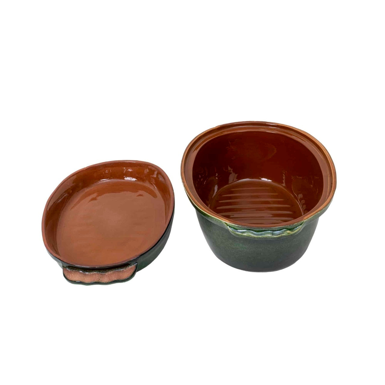 Vas roman glazurat 4L, verde, 35x25x16 cm pentru gatit traditional