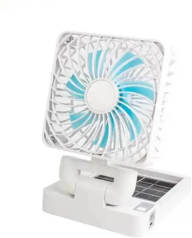 Ventilator auto cu panou solar, portabil, reîncărcabil, pliabil, foarte puternic, din ABS, 3 niveluri de putere, alb