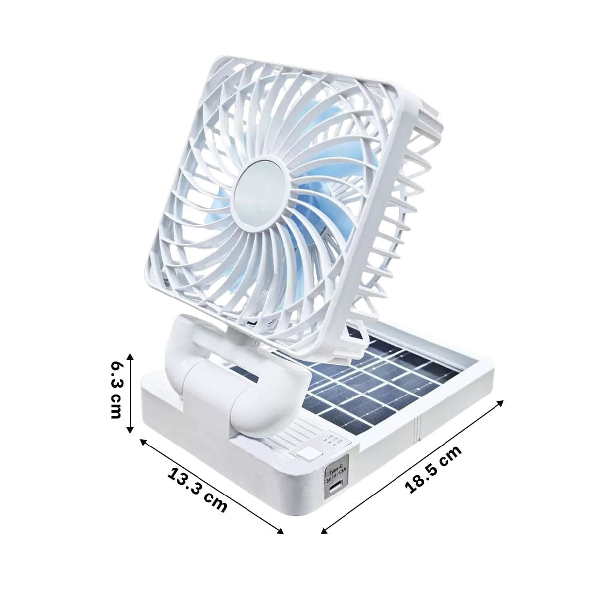 Ventilator auto cu panou solar, portabil, reîncărcabil, pliabil, foarte puternic, din ABS, 3 niveluri de putere, alb