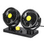 Ventilator auto dublu, cu 2 trepte de viteza, putere 10W, rotire 360°, lungime cablu 2 m, negru