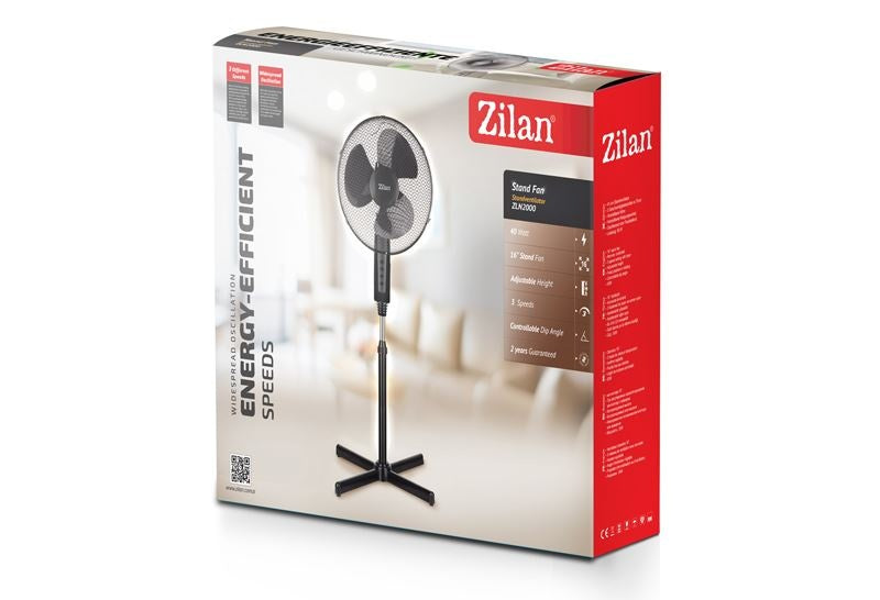 Ventilator cu picior, 3 trepte viteza, putere 40W, reglabil si rotativ