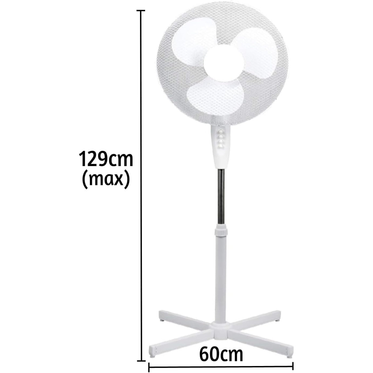 Ventilator cu picior, de podea, cu 3 trepte de viteza, buton ON/OFF, grila de protectie, suport anti-alunecare, gri