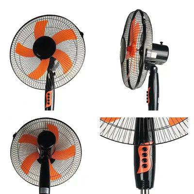 Ventilator cu picior, de podea, cu 3 trepte de viteza, buton ON/OFF, grila de protectie, suport anti-alunecare, negru/portocaliu