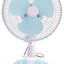 Ventilator cu picior gargarita, cu alimentare la retea, cu grila din metal, oscilant, baza anti-alunecare, alb/albastru