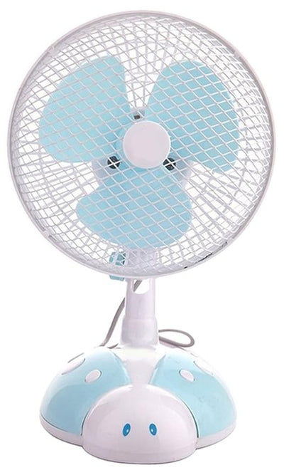 Ventilator cu picior gargarita, cu alimentare la retea, cu grila din metal, oscilant, baza anti-alunecare, alb/albastru