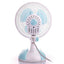 Ventilator cu picior gargarita, cu alimentare la retea, cu grila din metal, oscilant, baza anti-alunecare, alb/albastru