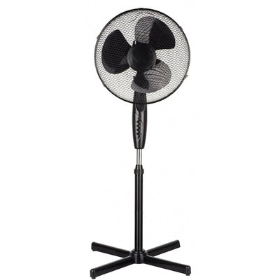 Ventilator cu picior, putere 40W, 3 viteze, diametru 40cm, din metal si plastic, cu grila de protecte, suport antiderapant, negru