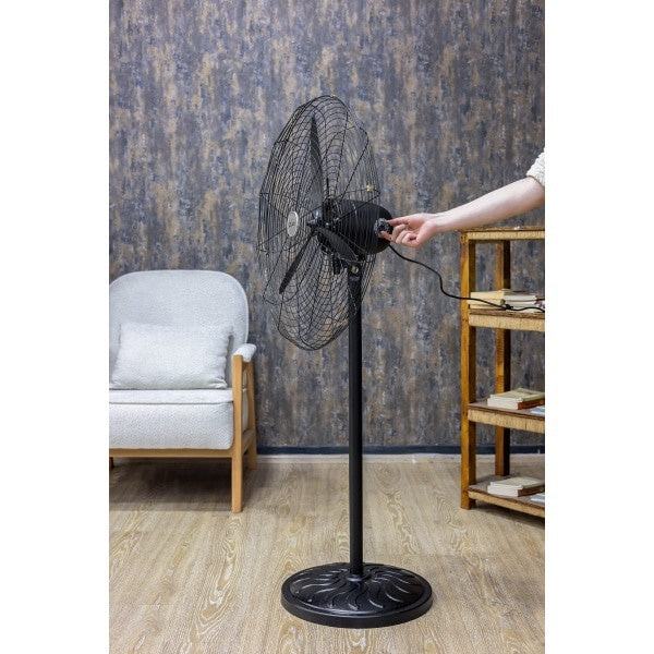 Ventilator cu picior sau pentru perete, 130W, diametru grilaj 68 cm, 3 viteze, fix sau oscilant