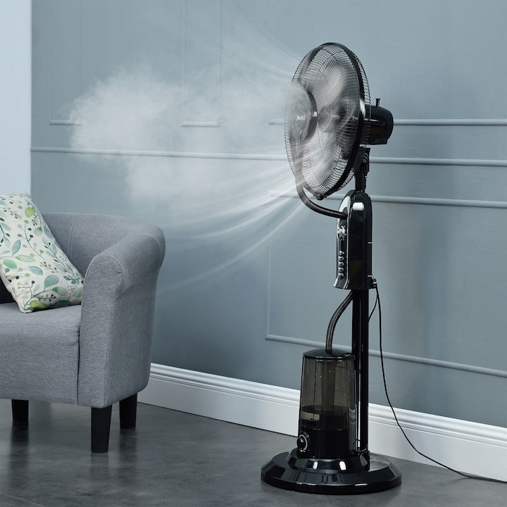 Ventilator cu pulverizare vapori apa, dimensiuni 125 x 40 x 40 cm, putere 75W, din plastic, cu trei trepte viteza, negru
