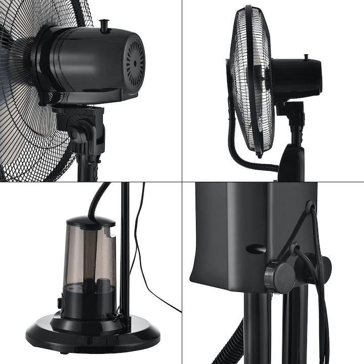 Ventilator cu pulverizare vapori apa, dimensiuni 125 x 40 x 40 cm, putere 75W, din plastic, cu trei trepte viteza, negru