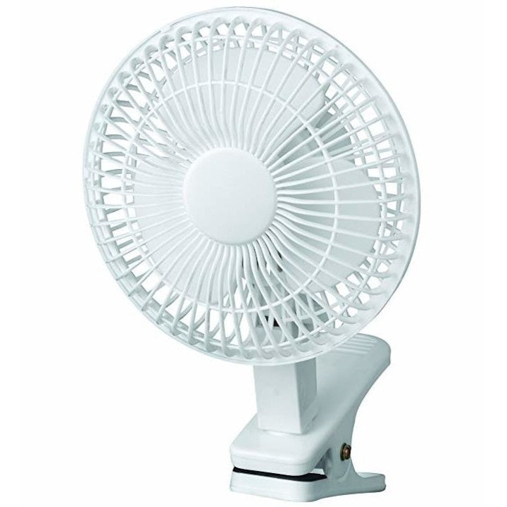Ventilator de birou, cu clema de prindere, cu 2 viteze, reglarea rotatiei, reglarea unghiului de inclinare, alb