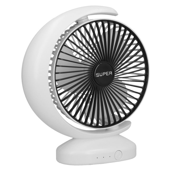 Ventilator de birou, portabil cu alimentare USB, functionare silentioasa, ajustare flexibila, cu 3 viteze, din ABS, alb