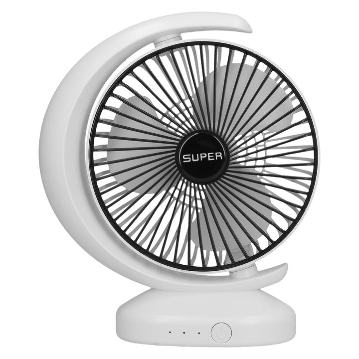 Ventilator de birou, portabil cu alimentare USB, functionare silentioasa, ajustare flexibila, cu 3 viteze, din ABS, alb