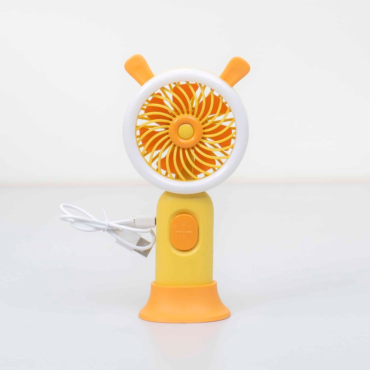 Ventilator de mana cu alimentare USB, 3.7W, 3 viteze si suport, galben