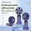 Ventilator de mana, cu suport pentru telefon si afisaj, din ABS, incarcare USB, pliabil, 3 trepte de viteza, albastru
