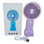 Ventilator de mana, cu suport pentru telefonul mobil, incarcare USB, buton On/OFF, 3 viteze, mov/alb