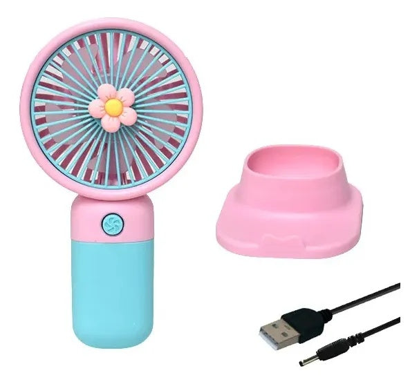 Ventilator de mana cu suport, portabil, incarcare USB, dimensiuni reduse, acumulator integrat, putere 1,5W, multicolor